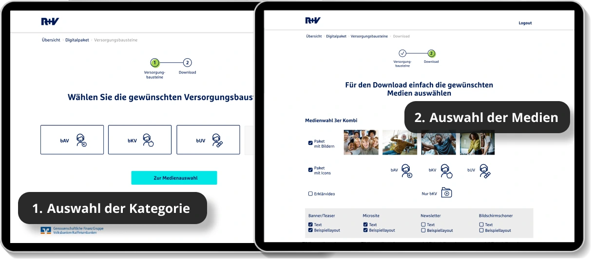 Vorher: Zwei Schritte bei der Auswahl der Inhalte 
